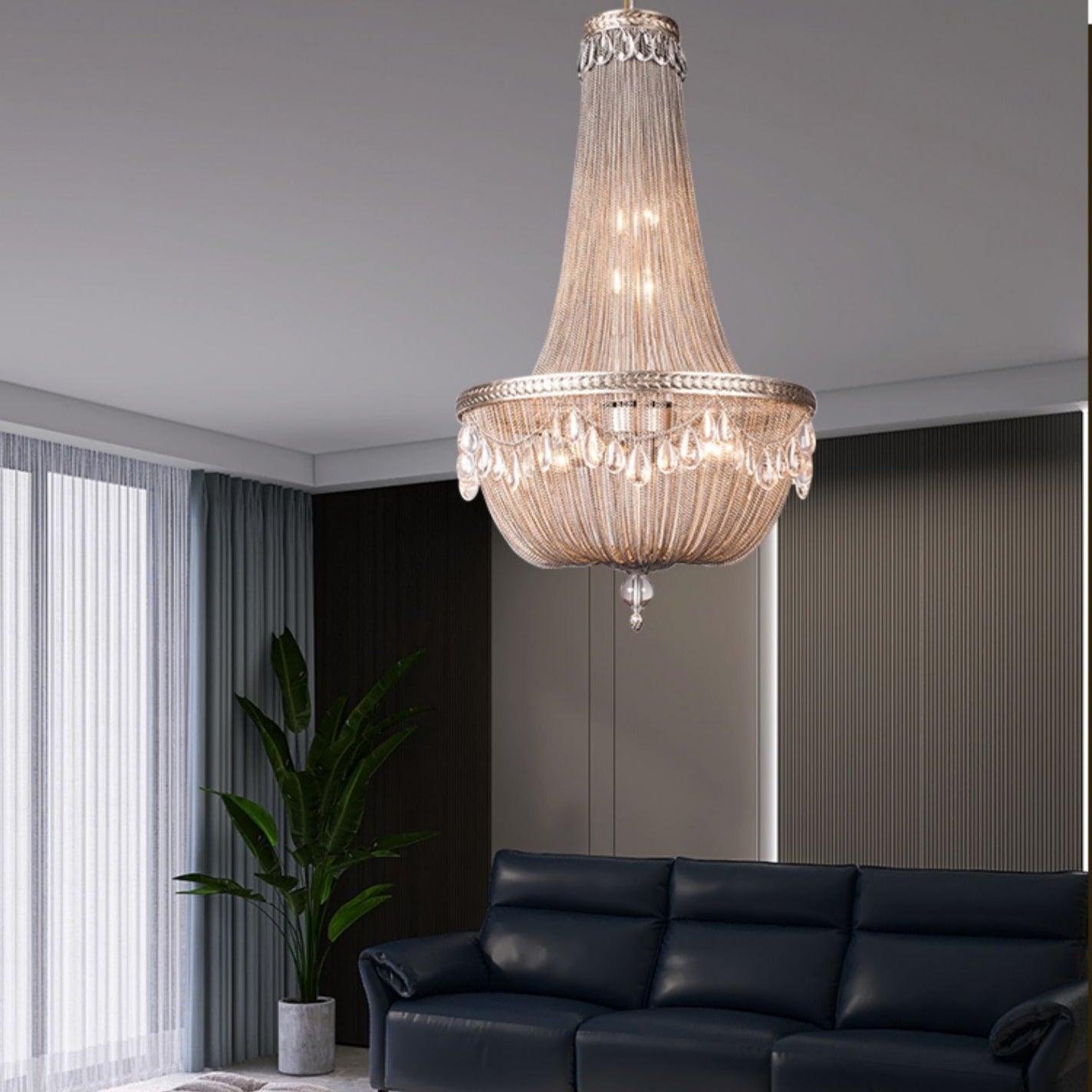 Oversize Modern Metal Art Luxury Crystal Chandelier for Duplex Hall/Staircase/Villa/Foyer - Richardrider