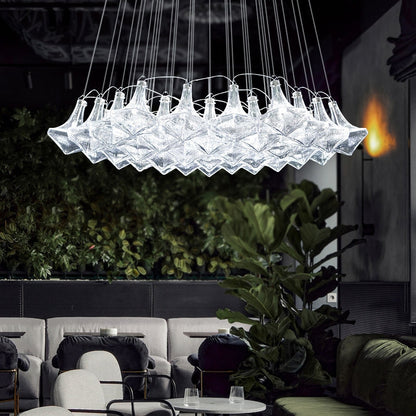 New Oversize Modern Minimalist Glass Art Chandelier for Living Room/Stairs/Foyer