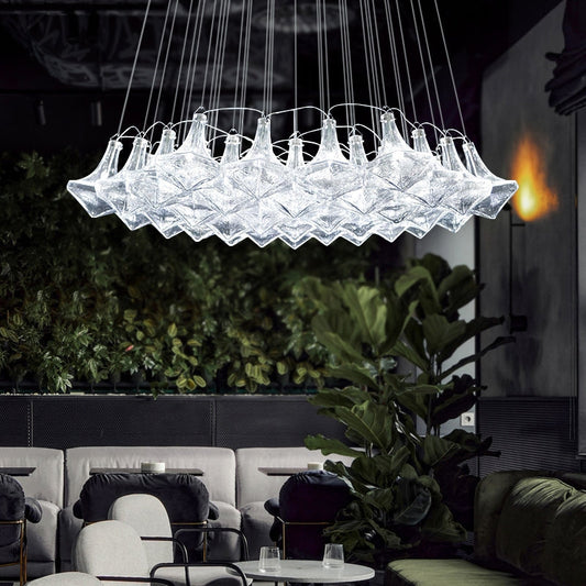 New Oversize Modern Minimalist Glass Art Chandelier for Living Room/Stairs/Foyer