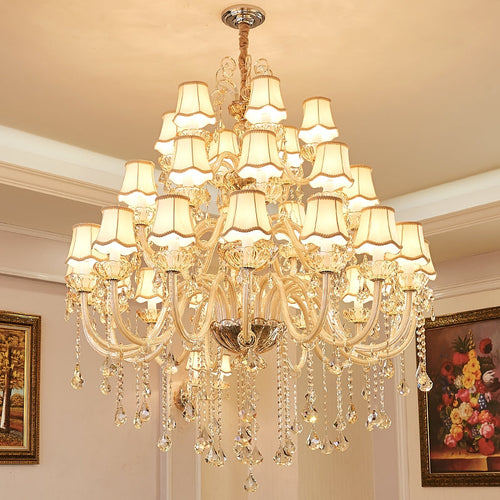 Extra Large Luxury Multi-Tiered Crystal Pendant Chandelier for High-Ceiling Rooms