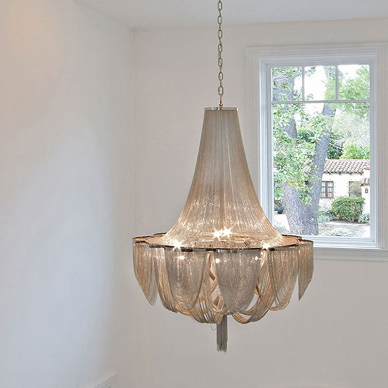 Designer Models Oversized Aluminium Long Tassel Pendant Chendelier for Large Living Room/Staircase/Villa - Richardrider