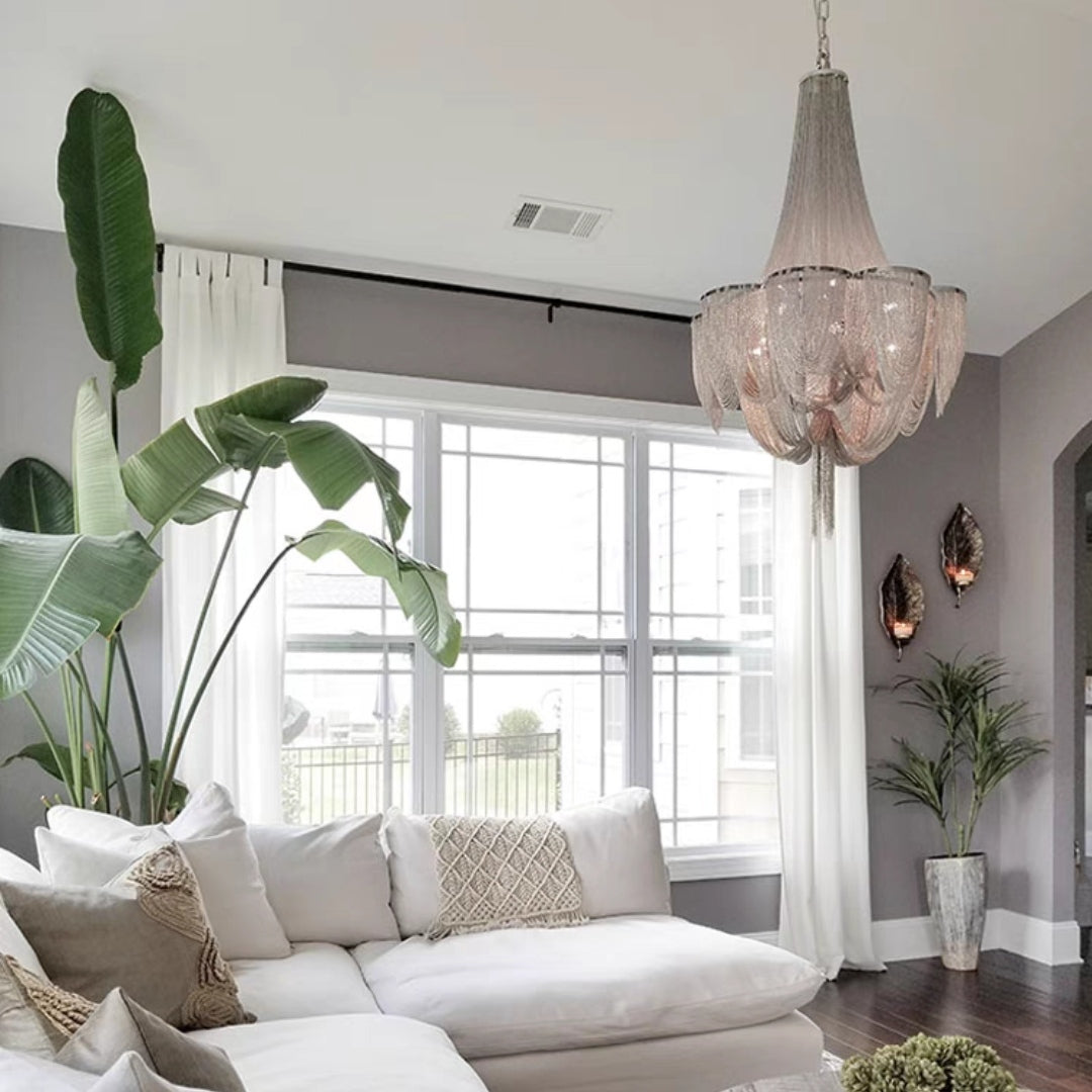 Designer Models Oversized Aluminium Long Tassel Pendant Chendelier for Large Living Room/Staircase/Villa - Richardrider