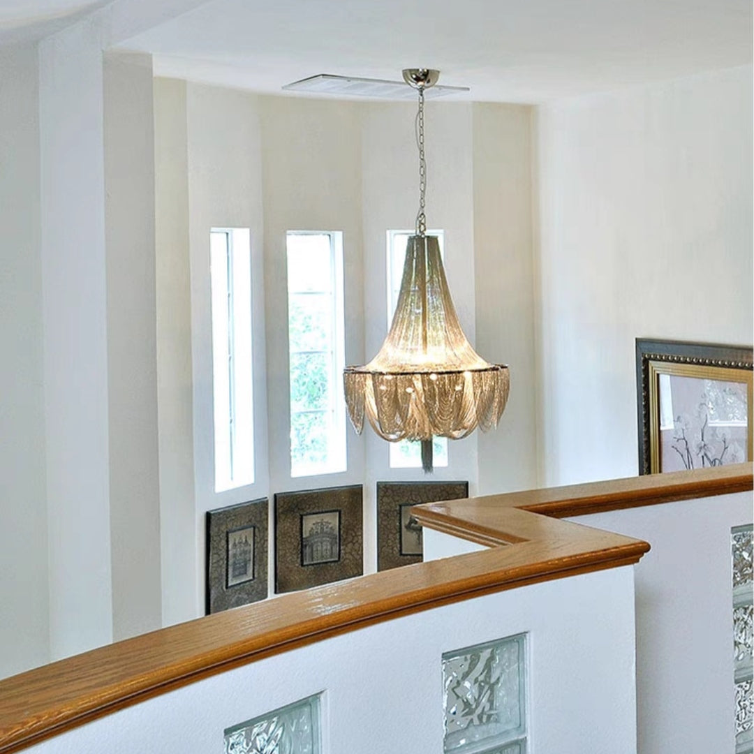 Designer Models Oversized Aluminium Long Tassel Pendant Chendelier for Large Living Room/Staircase/Villa - Richardrider