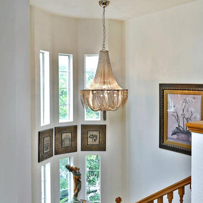 Designer Models Oversized Aluminium Long Tassel Pendant Chendelier for Large Living Room/Staircase/Villa - Richardrider