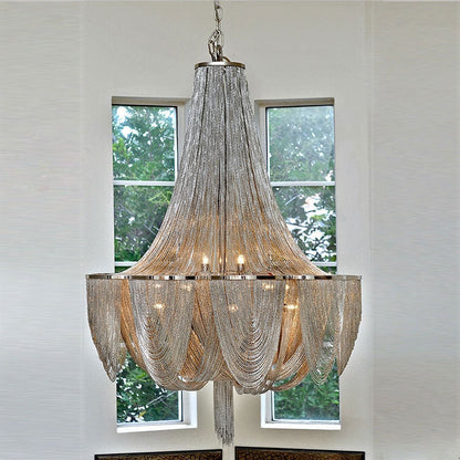 Designer Models Oversized Aluminium Long Tassel Pendant Chendelier for Large Living Room/Staircase/Villa - Richardrider