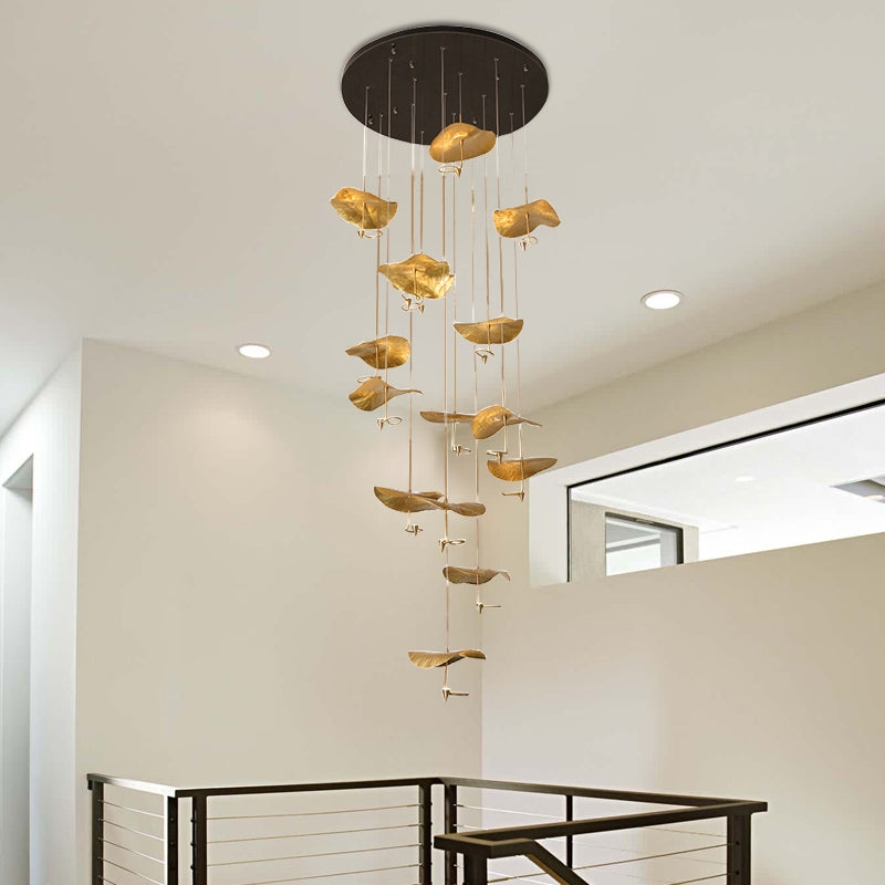Nordic Art Lotus Leaves Shape Pendant Chandelier for Dining Room/Stairs/Foyer