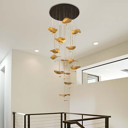 Nordic Art Lotus Leaves Shape Pendant Chandelier for Dining Room/Stairs/Foyer