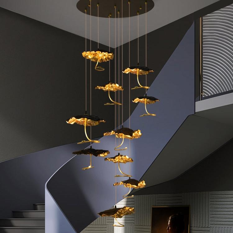 Nordic Art Lotus Leaves Shape Pendant Chandelier for Dining Room/Stairs/Foyer