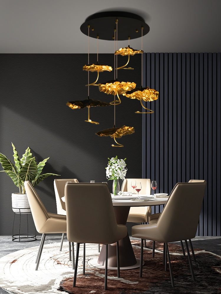 Nordic Art Lotus Leaves Shape Pendant Chandelier for Dining Room/Stairs/Foyer