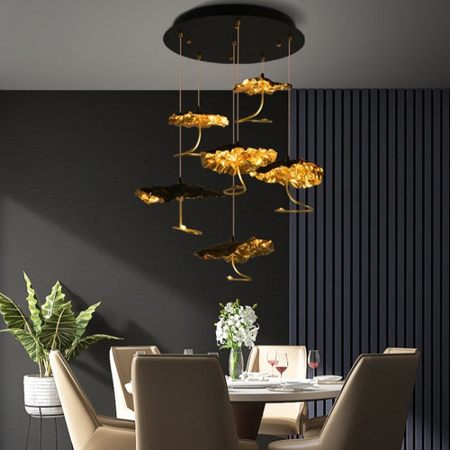 Nordic Art Lotus Leaves Shape Pendant Chandelier for Dining Room/Stairs/Foyer