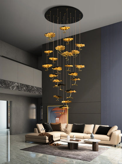 Nordic Art Lotus Leaves Shape Pendant Chandelier for Dining Room/Stairs/Foyer