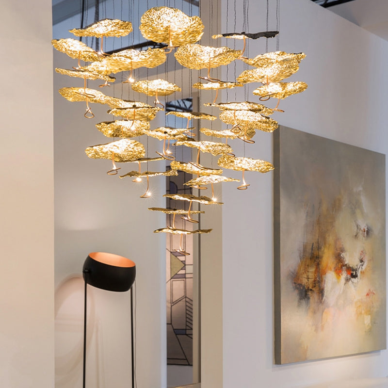 Nordic Art Lotus Leaves Shape Pendant Chandelier for Dining Room/Stairs/Foyer