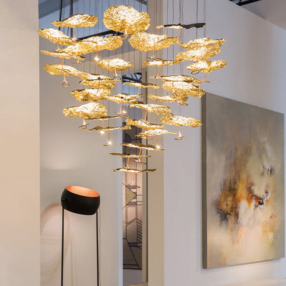 Nordic Art Lotus Leaves Shape Pendant Chandelier for Dining Room/Stairs/Foyer