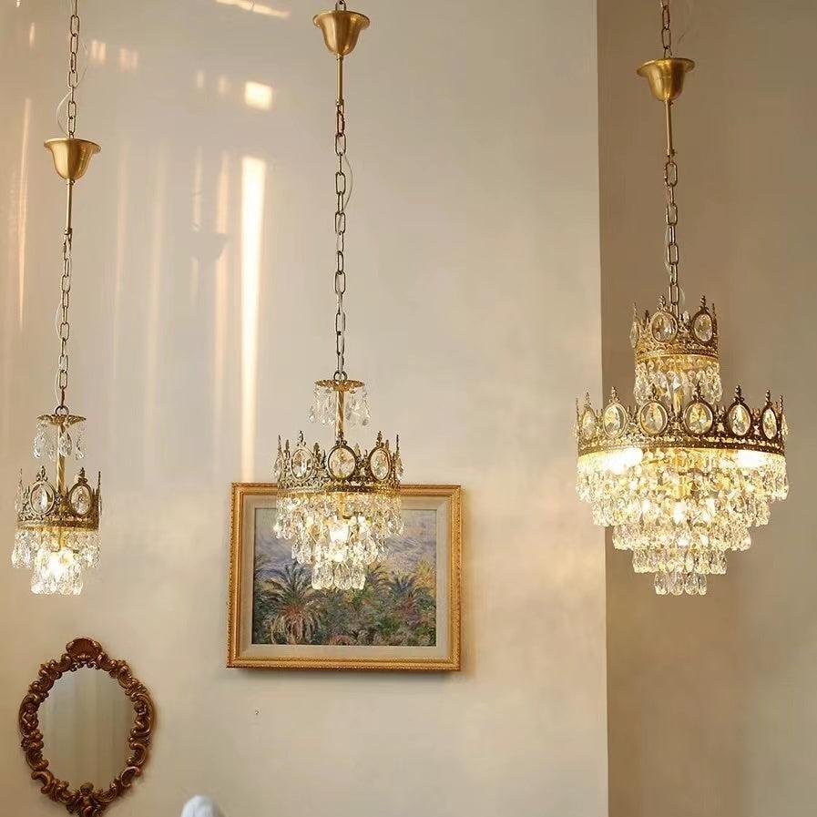 Designer Model Light Luxury Crown Crystal Pendant Chandelier for Bedside/Foyer/Dining Room