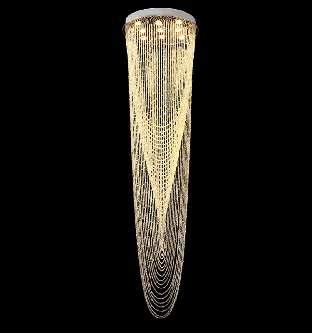 Extra Large Affordable Luxury Tiered Tassel Watefall Crystal Chandelier for Spiral Staircase/Villa/Hotel Lobby/Foyer - Richardrider