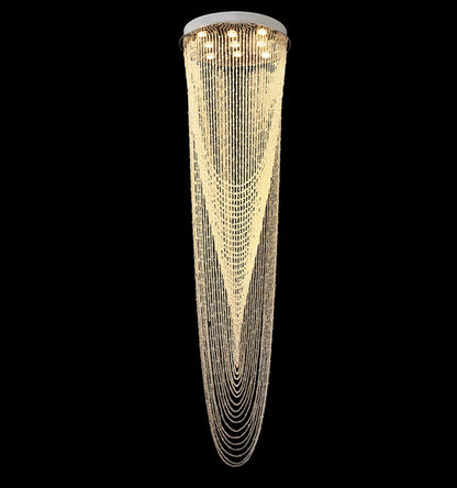 Extra Large Affordable Luxury Tiered Tassel Watefall Crystal Chandelier for Spiral Staircase/Villa/Hotel Lobby/Foyer - Richardrider