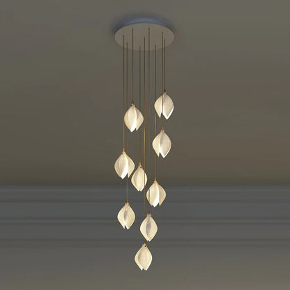 Nordic Magnolia Flower Ceramics Chandelier with Round Canopy