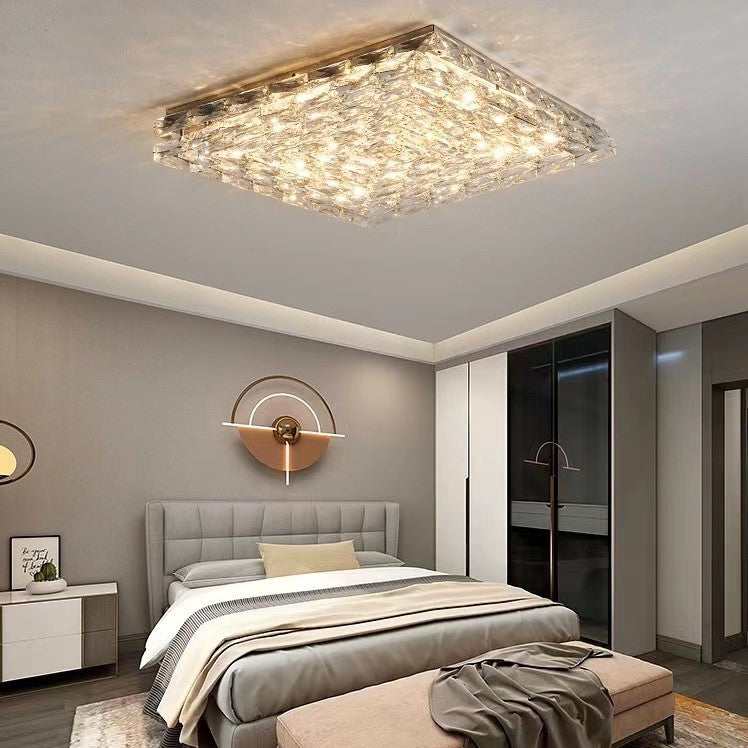 Extra Large Luxury Rectangle Light Flush Mount Crystal Chandelier for Living Room/Bedroom