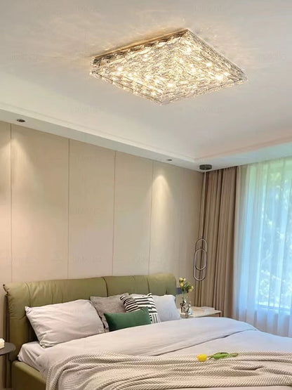 Extra Large Luxury Rectangle Light Flush Mount Crystal Chandelier for Living Room/Bedroom