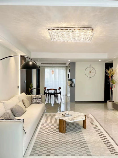 Extra Large Luxury Rectangle Light Flush Mount Crystal Chandelier for Living Room/Bedroom
