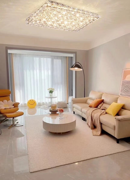 Extra Large Luxury Rectangle Light Flush Mount Crystal Chandelier for Living Room/Bedroom