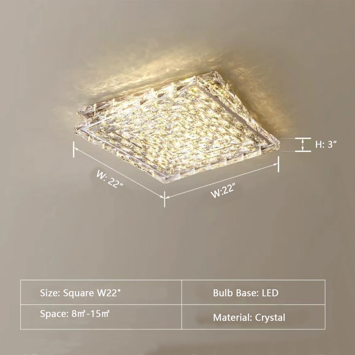 Extra Large Luxury Rectangle Light Flush Mount Crystal Chandelier for Living Room/Bedroom