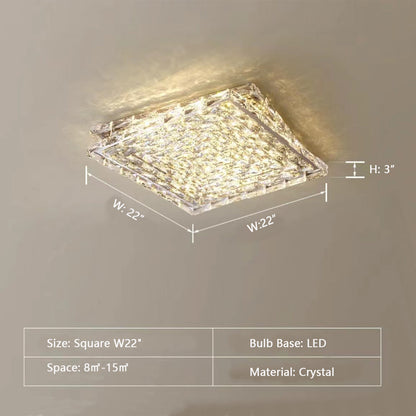 Extra Large Luxury Rectangle Light Flush Mount Crystal Chandelier for Living Room/Bedroom