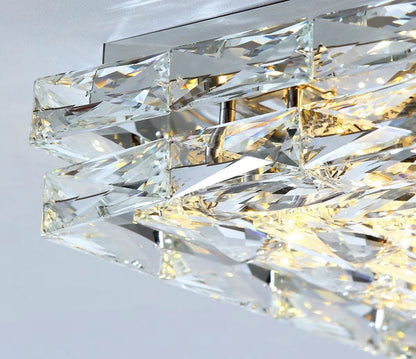 Extra Large Luxury Rectangle Light Flush Mount Crystal Chandelier for Living Room/Bedroom