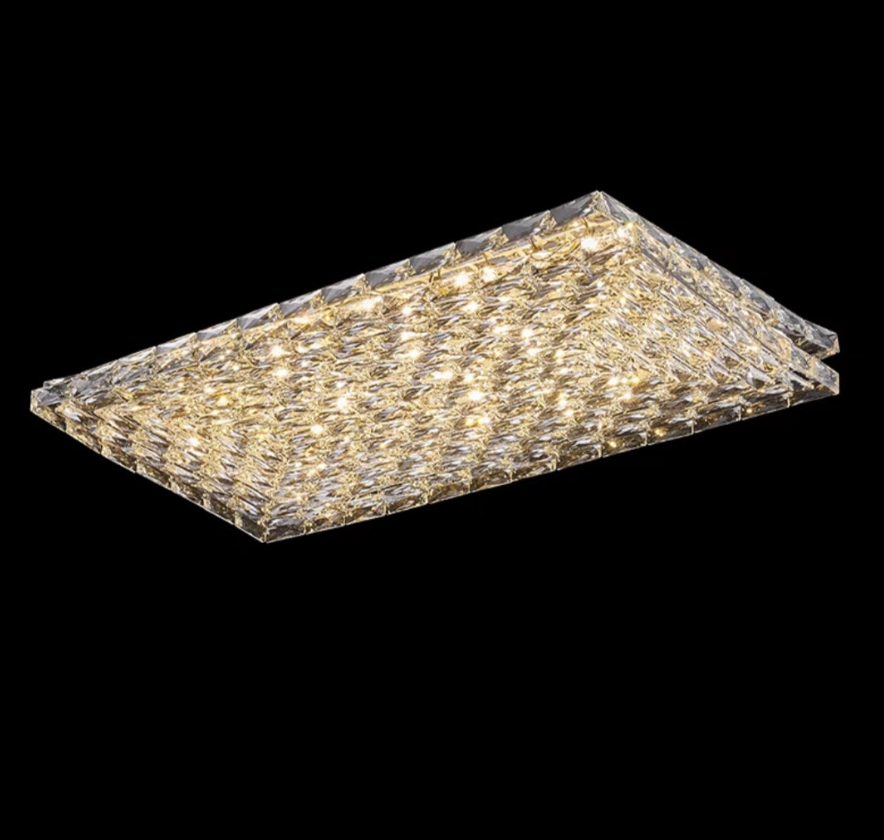 Extra Large Luxury Rectangle Light Flush Mount Crystal Chandelier for Living Room/Bedroom