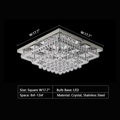Extra Large Two Layers Rectangle Crystal Flush Mount Chandelier for Living Room/Bedroom
