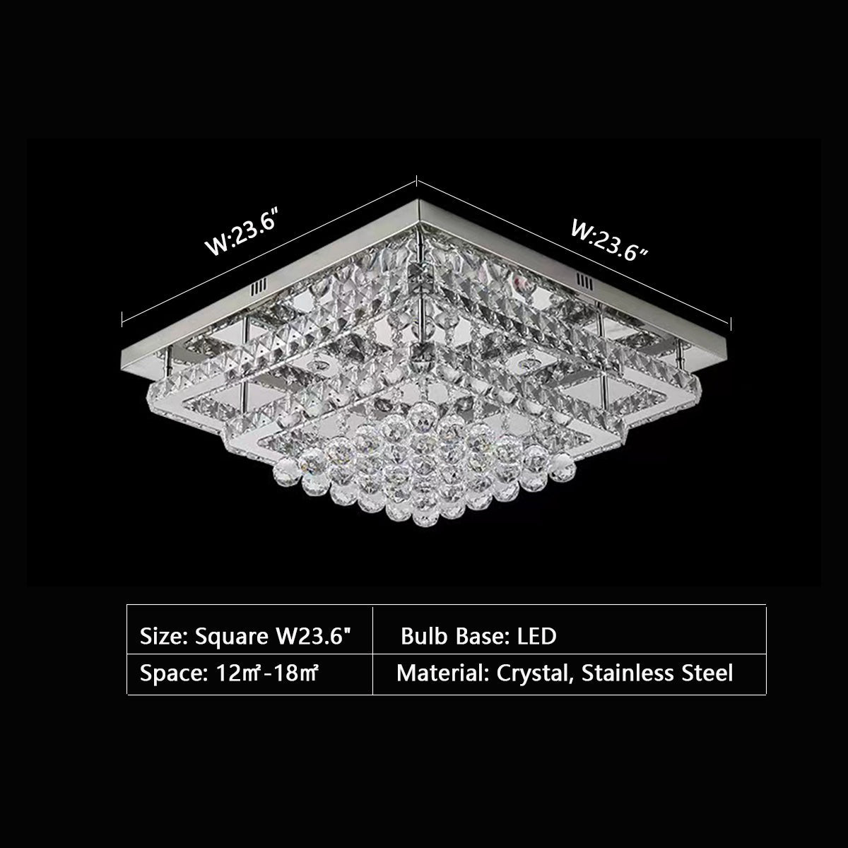 Extra Large Two Layers Rectangle Crystal Flush Mount Chandelier for Living Room/Bedroom