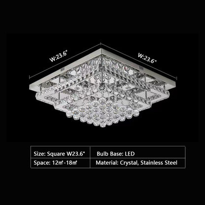 Extra Large Two Layers Rectangle Crystal Flush Mount Chandelier for Living Room/Bedroom
