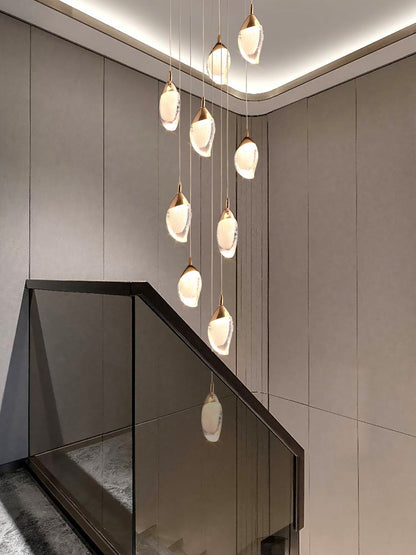 Modern Mango Shape Light Crystal Air bubbles Pendant Chandelier for Stairs/Living Room/High-Ceiling Room