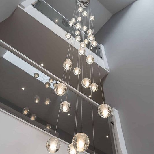 Oversized Nordic Art Round Air Bubbles Pendant Chandelier for Stairs/Spiral Staircase/Hotel Lobby