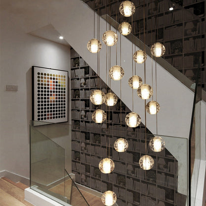 Oversized Nordic Art Round Air Bubbles Pendant Chandelier for Stairs/Spiral Staircase/Hotel Lobby