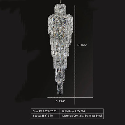 Luxury Large Crystal Chandelier For Hight Ceiling Living Room Long Staircase Light Fixture - Richardrider