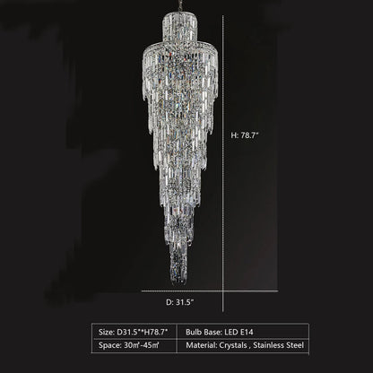 Luxury Large Crystal Chandelier For Hight Ceiling Living Room Long Staircase Light Fixture - Richardrider