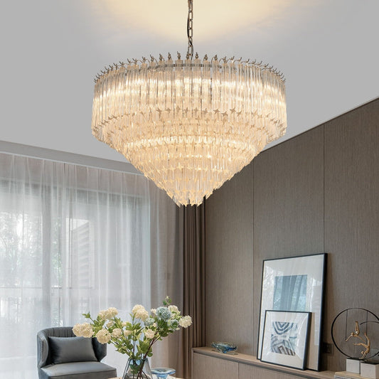 Multi-Tier Modern Light Luxury Crystal Rods Pendant Chandelier for Living Room/Bedroom/Foyer/Entrys