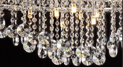 Modern Oversized Flush Mount Oval Crystal Pendant Chandelier for Living Room/Dining Table Light Fixture