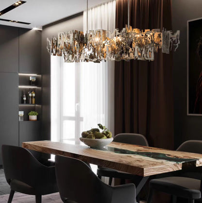 Oversize Post-modern Avant Art Irregular Metal Piece Chandelier for Living/Dining Room/Kitchen Island