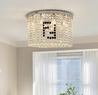 Designer Model Flush Mount Crystal Pendant Round Chandelier for Living/Dining Room/Study