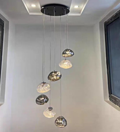 Extra Large Nordic Minimalist Glass Cloud Decorative Chandelier for Stairs/Living Room/High-ceiling Room