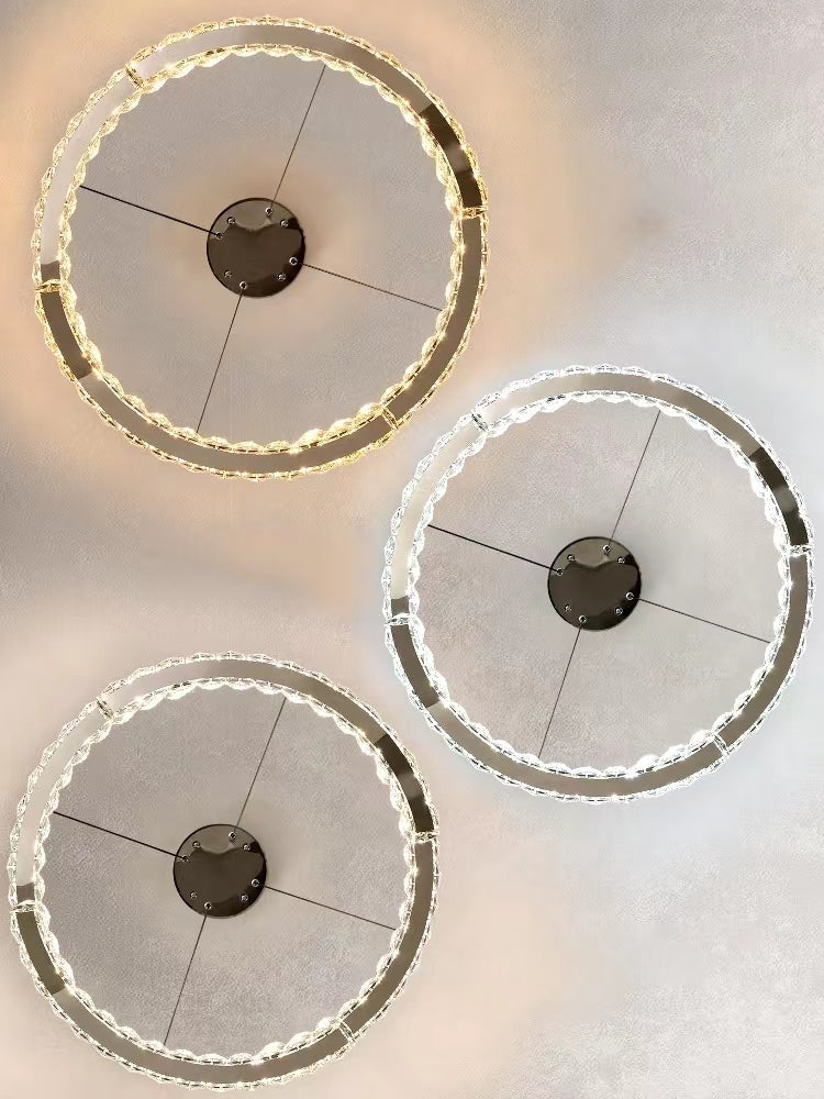 Modern Luxury Crystal Pendant Irregular Rings Chandelier Suit for Living/Dining Room/Bedroom