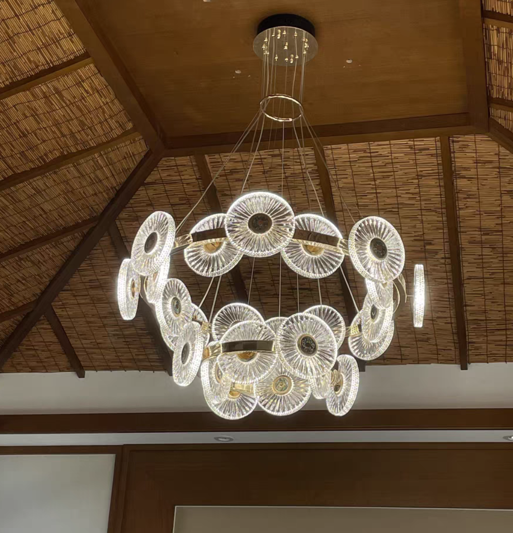Modern Light Luxury Creative Round Acrylic Pendant Chandelier for Living/Dining Room/Bedroom