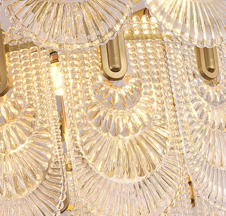 Nordic Light Luxury Patterned Glass Pendant Chandelier Suit for Living/Dining Room/Bedroom