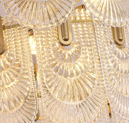 Nordic Light Luxury Patterned Glass Pendant Chandelier Suit for Living/Dining Room/Bedroom