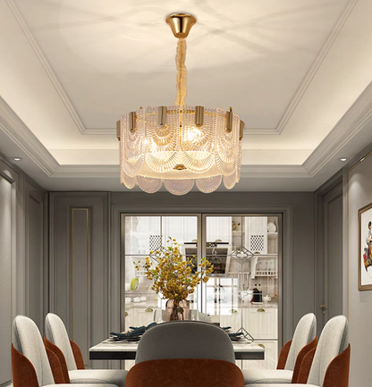 Nordic Light Luxury Patterned Glass Pendant Chandelier Suit for Living/Dining Room/Bedroom