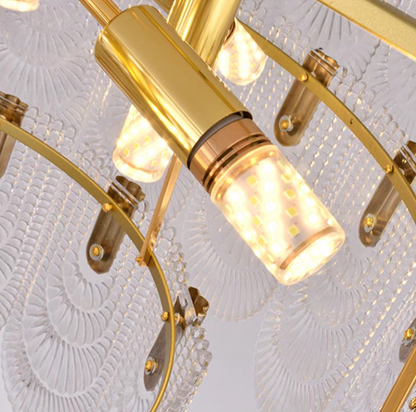 Nordic Light Luxury Patterned Glass Pendant Chandelier Suit for Living/Dining Room/Bedroom