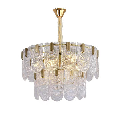 Nordic Light Luxury Patterned Glass Pendant Chandelier Suit for Living/Dining Room/Bedroom