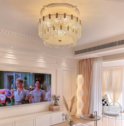 Nordic Light Luxury Patterned Glass Pendant Chandelier Suit for Living/Dining Room/Bedroom